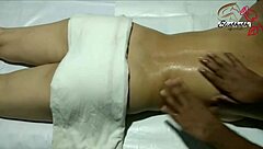 indian lady receives full body massage close up