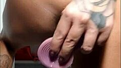 Big Clit Slut Rubs Console Then Inserts Plug In Tight Ass