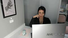 I role play as your sexy big boobs secretary givin' a handjob to ya boss