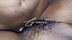 Close-up of passionate hairy pussy dripping with black cock