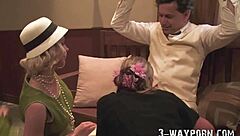 old time cosplay threesome with two hot blondes and a milf.