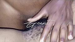 Close-up of passionate hairy pussy dripping with black cock