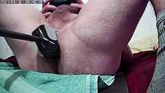 Machine fucks ass in homemade anal session