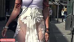 jeny smith walks in public with transparent dress and no panties