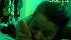 Girlfriend gives suggestive blowjob to big monster cock homemade.