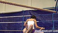 Beautiful Lesbian Eurobabes Engage In Intense Catfight Wrestling