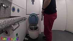 I piss and then jerk off my hot cock in the toilet on a moving train?