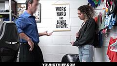 young thief allie addison caught shoplifting, striptease blowjob rusty nails