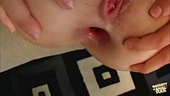 Naughty brunette Alicia Alighatti feels pleasure from anal gaping