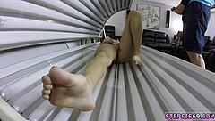 Blonde teen sucks stepbro outdoors