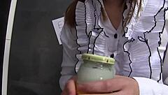 European Slut In Gloryhole Bukkake With Messy Cum On Shoes And Heels