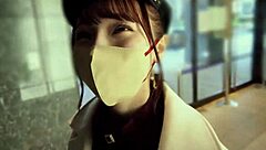 i'm spanking that young japanese girl's ass hard in the goldfish museum, she's moaning like crazy