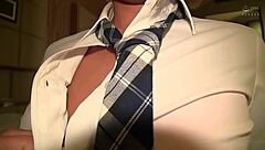 Shy Japanese JK with big tits cums hard in amateur sex