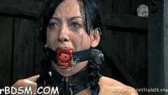 Bound slut gets wild toy drilling in her pussy!