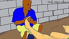 Oh, this lonely African nailcutter is so horny, craving some wild fetish action with feet and ass!