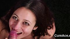 Sexy Babe Swallows Sperm Load on Face