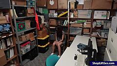 Pretty shoplifter Lily Adams gets twat ripped by monster cock