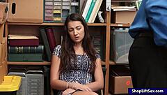 Pretty shoplifter Lily Adams gets twat ripped by monster cock