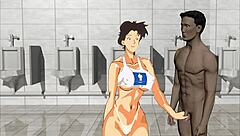 Keiko masturbates in public bath outdoors.