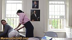 Mormon Amateur Teen 18+ Fingers and Eats Hairy Pussy in Lesbian Taboo Missionary