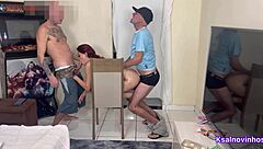 esposa cheats hard next to husband in doggystyle threesome