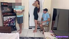 esposa cheats hard next to husband in doggystyle threesome