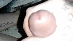 Intense masturbation session leading to powerful cum