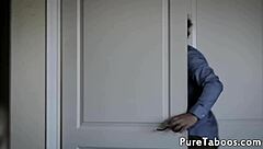 Petite teen endures intense bdsm taboo with father-in-law in filthy foursome