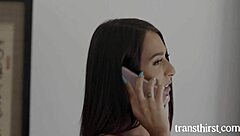 Shemale step sister signals for anal sex with skinny transsexual