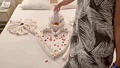 Sexy blonde rents hotel room to get fucked in doggystyle and missionary