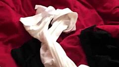 can’t resist sneaking through wife’s sexy thong while she’s at work.