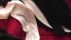 can’t resist sneaking through wife’s sexy thong while she’s at work.