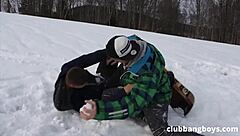3 Gay Snowboarders Having Some 3-Way Fun After The Slope