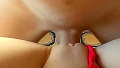 He pours his cum over my shaved pussy in this homemade creampie scene with big ass amateurs