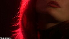 Redhead mistress sucks chained slave before doggystyle fucking