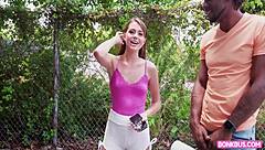 Pink yoga girl Selena Love gets BBC blowjob, rides narrow ass in bus, cumshot