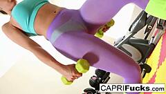 Pornstar Brunette Gives Blowjob During Hardcore Workout Sex