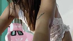 petite young girl in lingerie gets fingering treatment in 4k