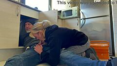 Hot Wife Gives Intense Blowjob To Plumber In Kitchen, Swallowing Cum