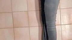 Wetting Desperate Jeans Shorts And Pee On Ass