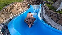 Amateur Latina Stepsister Stuck on Pool Slide, Wild Fuck Part 2