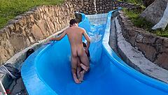 Amateur Latina Stepsister Stuck on Pool Slide, Wild Fuck Part 2