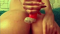 Beautiful brunette playing with her anal