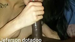 mature milf's foot jerks off big cock in suggestive oral tease.