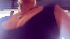 Blonde With Big Tits Runs in Gym, Breasts Bounce Out, Gets Wet!