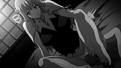 anime girl gives footjob to guy