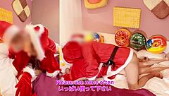 Amateur couple in santa cosplay enjoys toy torture and dirty talk for christmas creampie