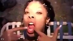 Cumshot frenzy for young chick in interracial bukkake orgy!