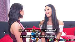 Slim Shaved Lesbian Girlfriends Fist to Hot Orgasms