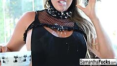 Samantha enjoys a relaxing milk bath